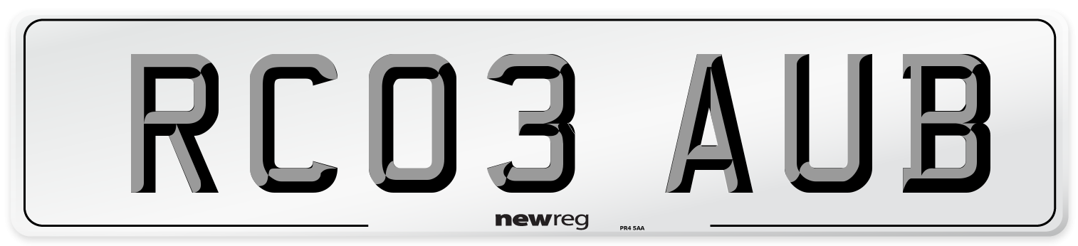 RC03 AUB Number Plate from New Reg